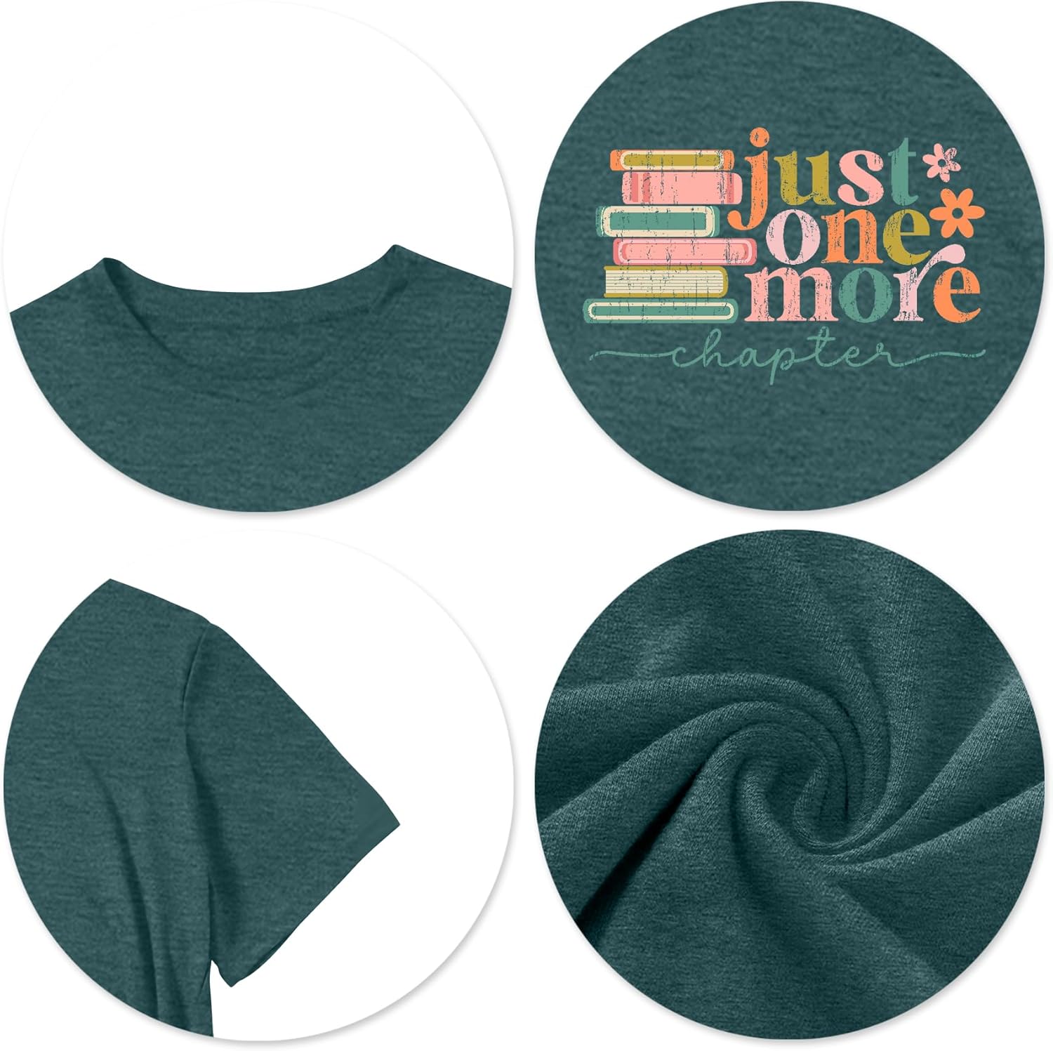 Book Shirts for Women: Reading Teacher T-Shirt Just One More Chapter Book Lover Gifts Casual Librarian Tops - Image 4