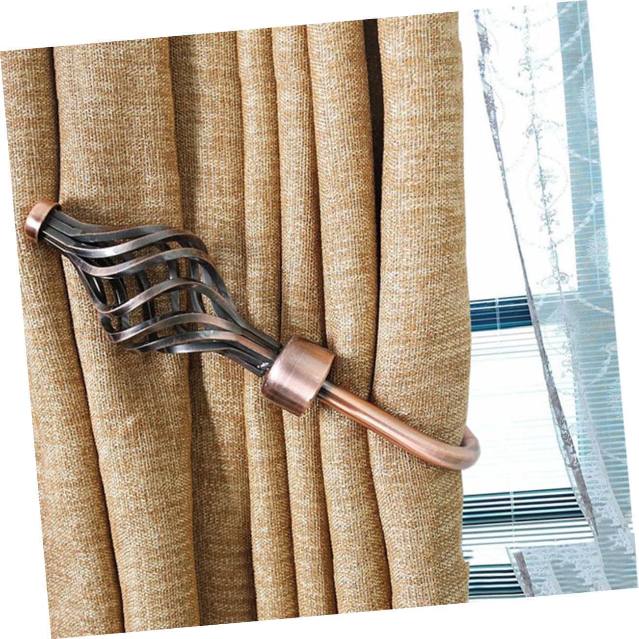 Set of 2 Bronze Pleated Curtain Hooks Tiebacks Drapery Holdbacks for Windows (Gold) Random Color