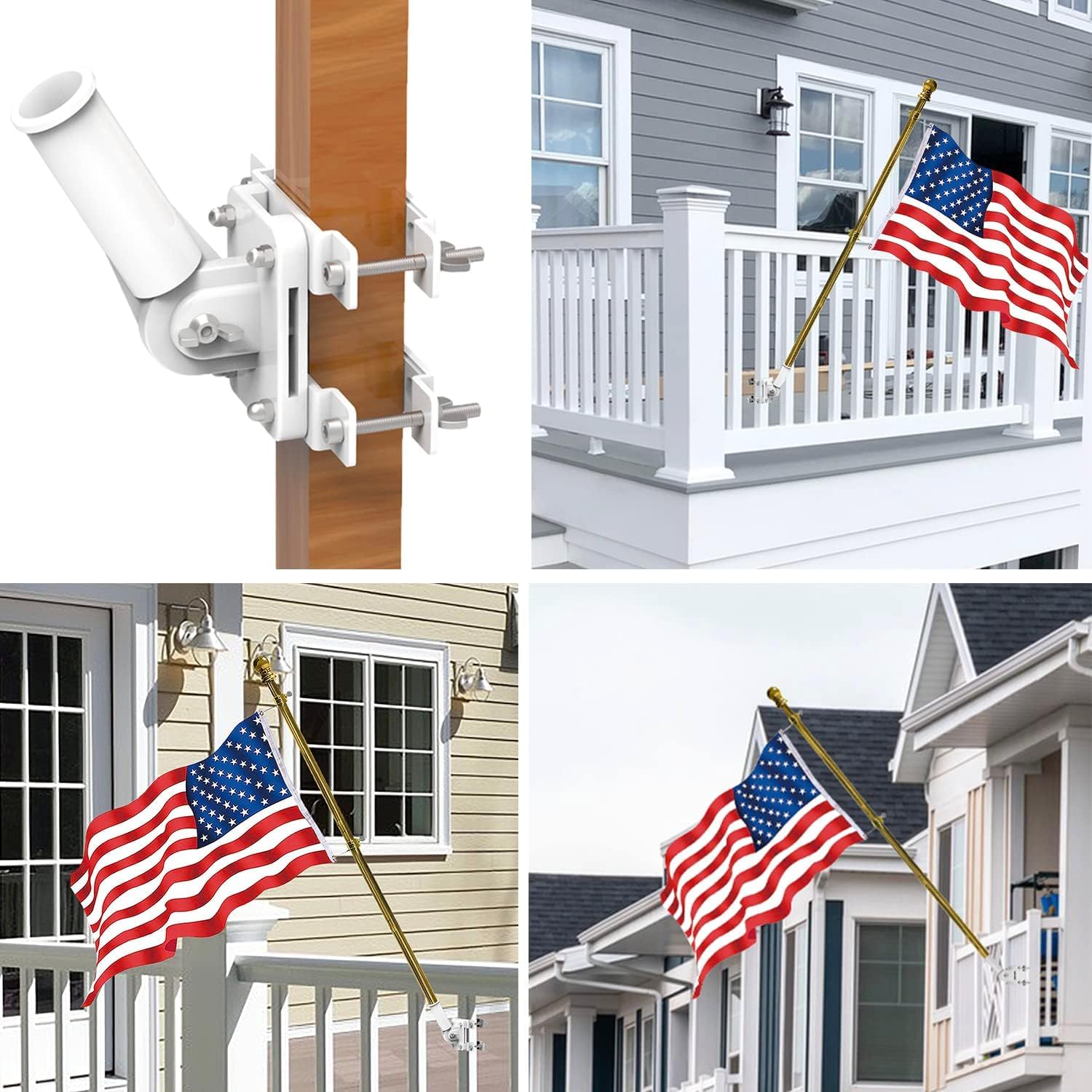 Railing Flag Bracket No-Drill S - Adjustable Mount For Porch, Balcony ...