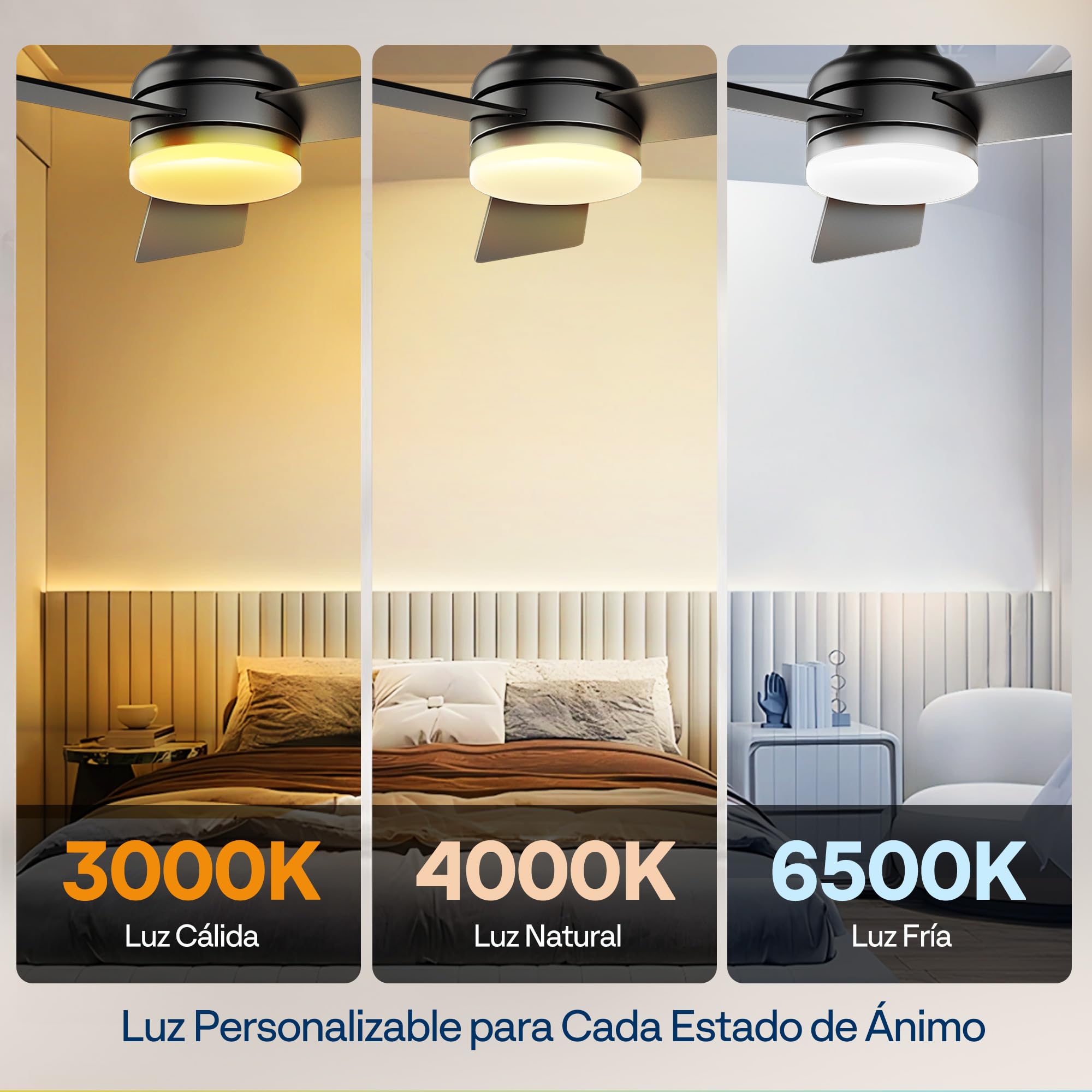 VIVOHOME Ventilador de Techo con Luz Regulable LED Silencioso 107cm 3 Aspas | Mando a Distancia 7 Velocidades Función Verano-Invierno con Temporizador Negro Blanco