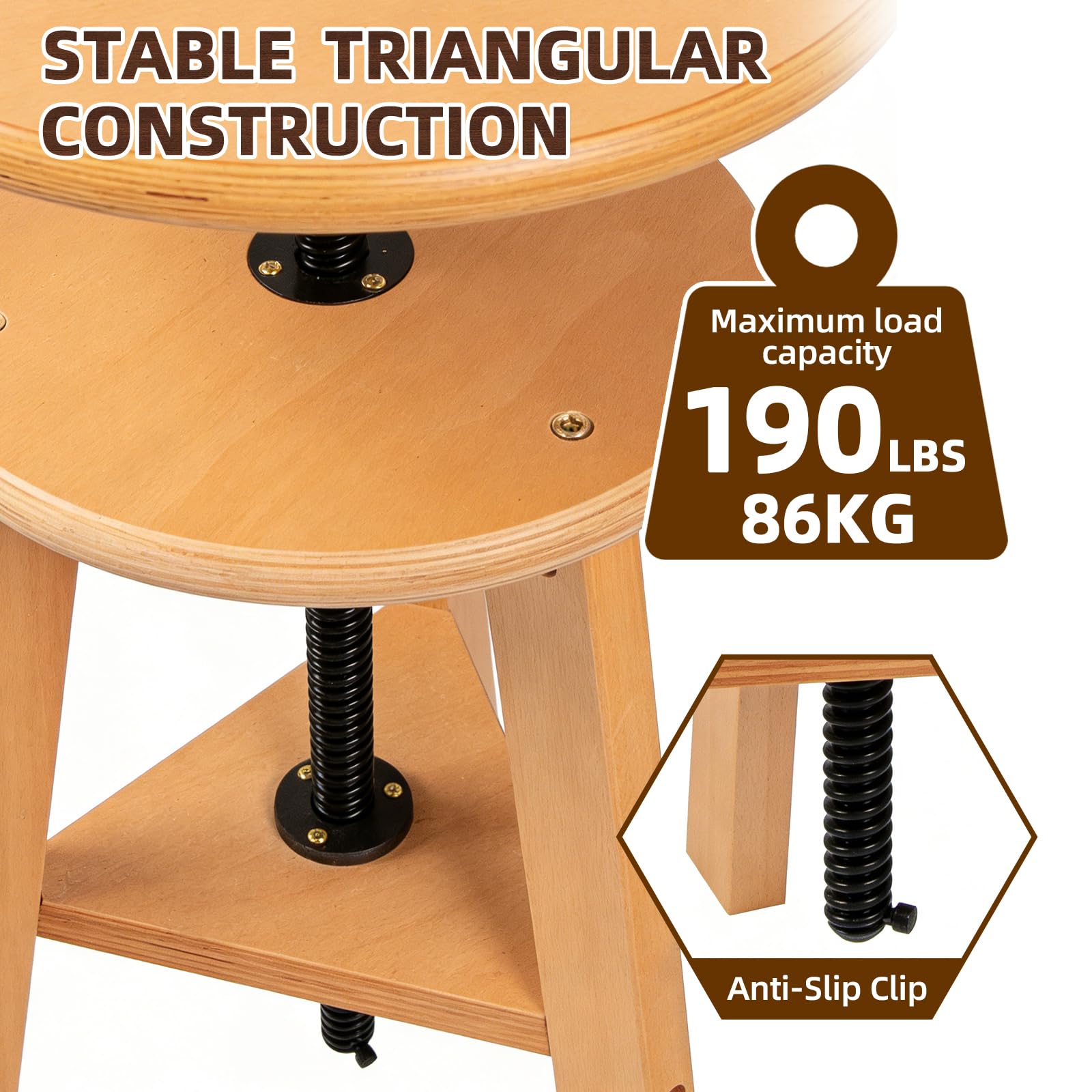 Taburete de dibujo de madera, 48 – 65 cm, altura regulable, taburete de madera de haya | Taburete multifuncional para estudio de artistas, estudio, hogar, bar, cocina u oficina