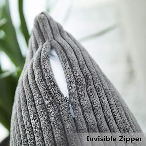 Vista 270 de Home Brilliant - Juego de 2 fundas de almohada de 24 x 24 pulgadas / 61 x 61 cm., de terciopelo de pana a rayas, cojín cuadrado decorativo, funda