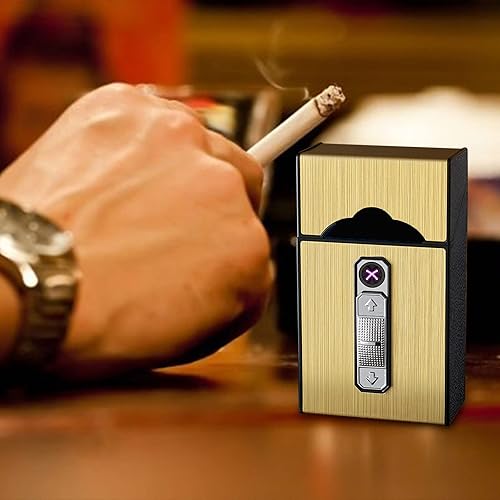 Encendedor de cigarrillos 2 en 1, recargable por USB, con encendedor, sin llama, resistente al viento, eléctrico, caja de cigarrillos, tamaño King,