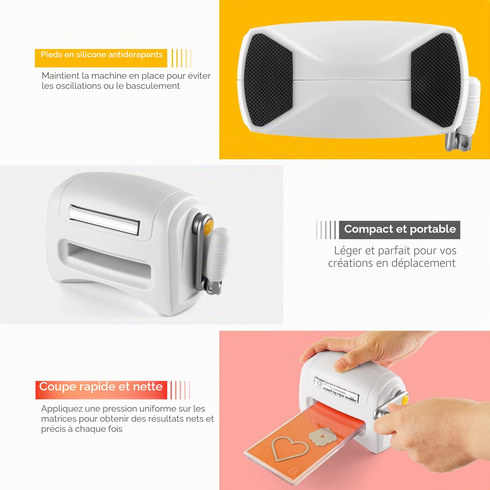 Mini machine de découpe et de gaufrage pour loisirs créatifs, cartes en papier, scrapbooking, album photo - Kit machine de découpe et d’embossage manuelle portable
