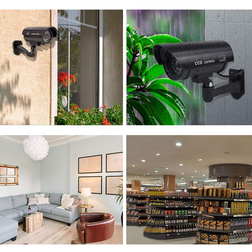 ELEAR™ 6 X noir Fausse sécurité fictive Caméra CCTV imperméable à l'eau IR LED Surveillance intérieure extérieure