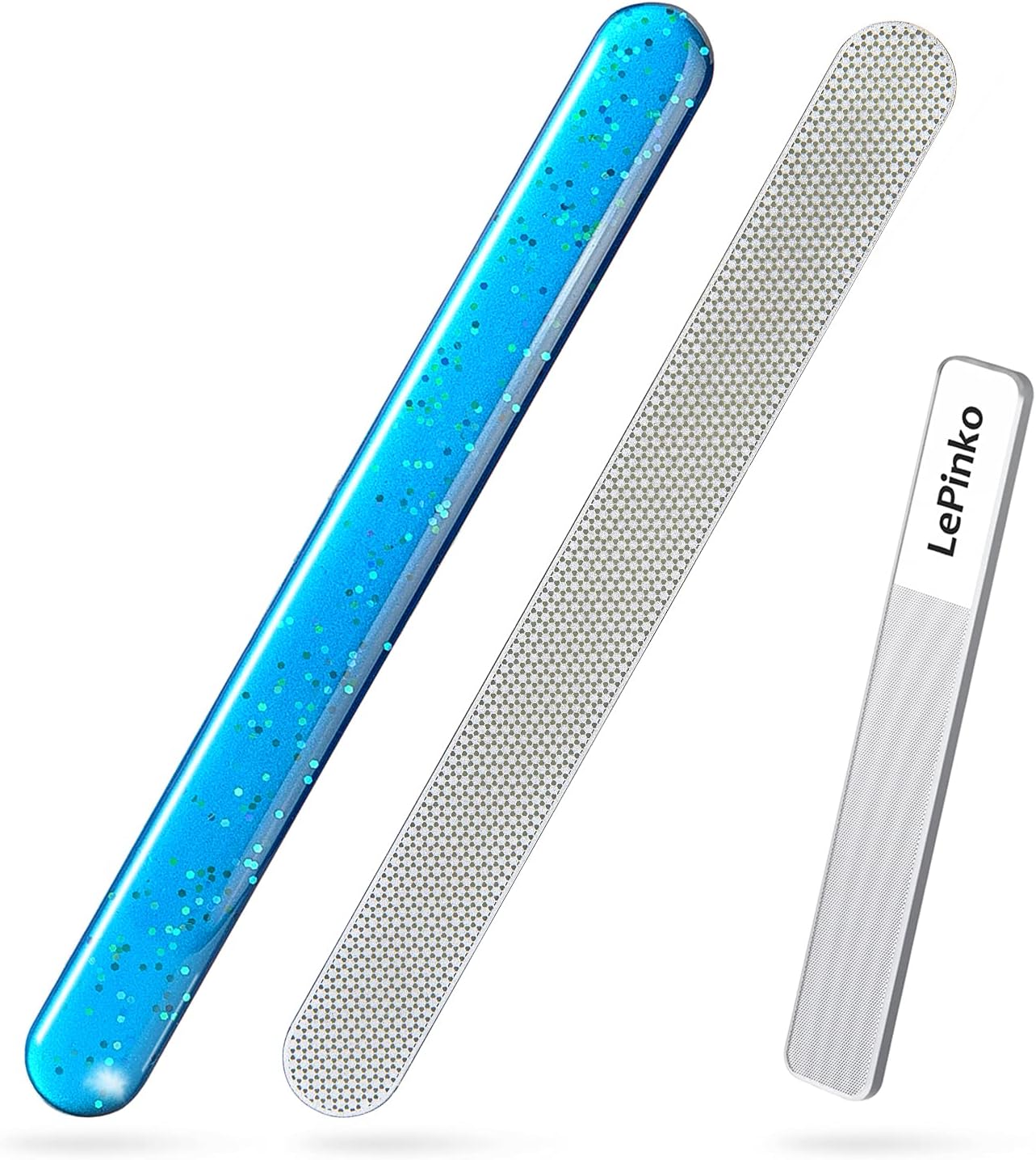 Diond Nail File with Crystal Nail Shiner Set, Stainl Steel Nail File