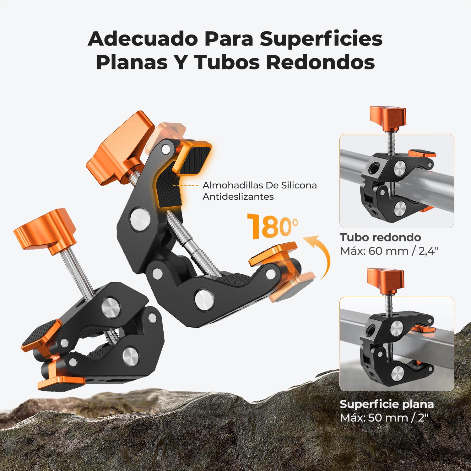 K&F CONCEPT Kit de Brazo Mágico 22" con Pinza, Soporte de Cámara Articulado para Teléfono, Cámara de Acción, Luz LED, Micrófono