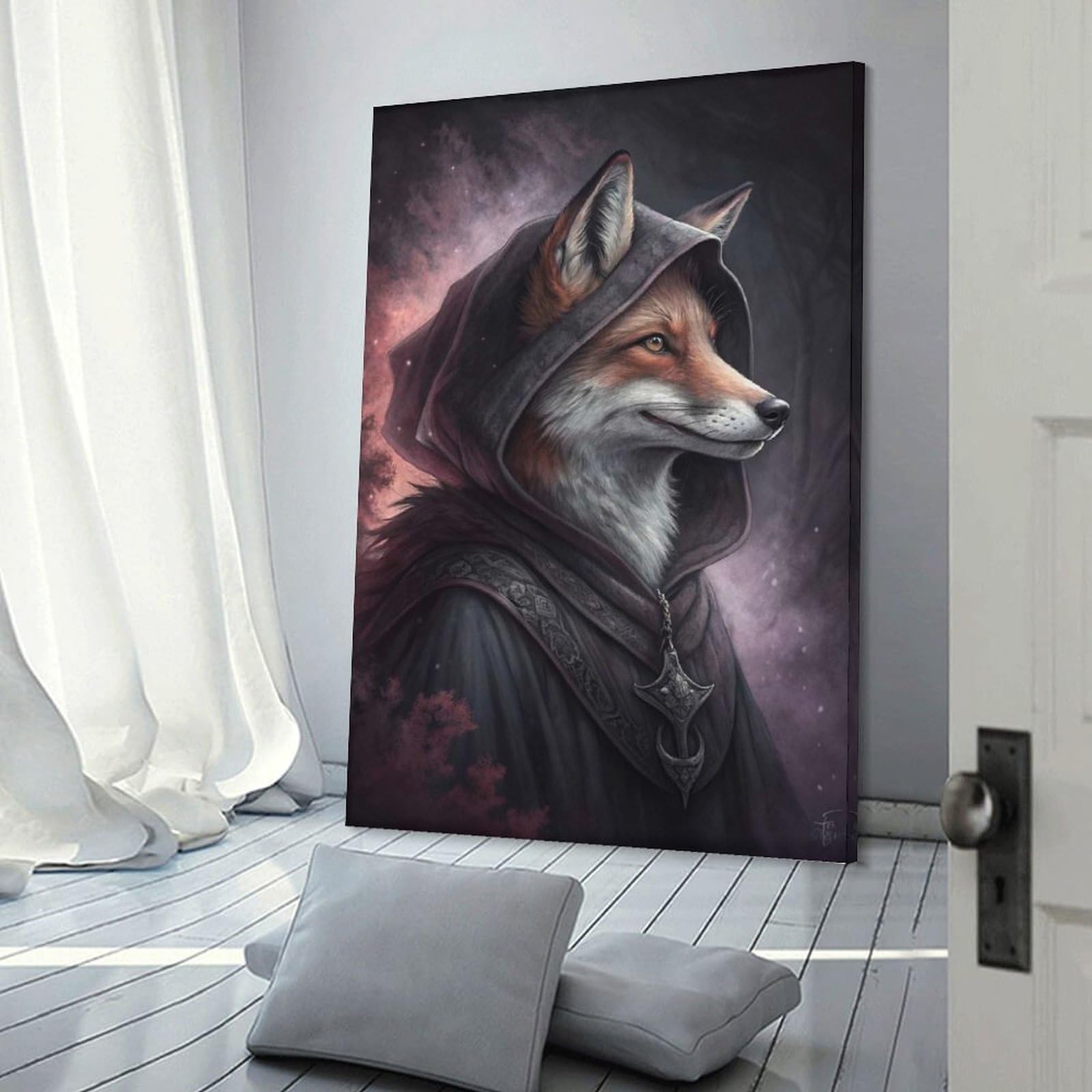 Junmoney Mysterious Fox Wizard Hanging Wall Art, 24x36inch(60x90cm), for Gallery Wall Decor And Room Displays, Home Wall Art for Statement Displays
