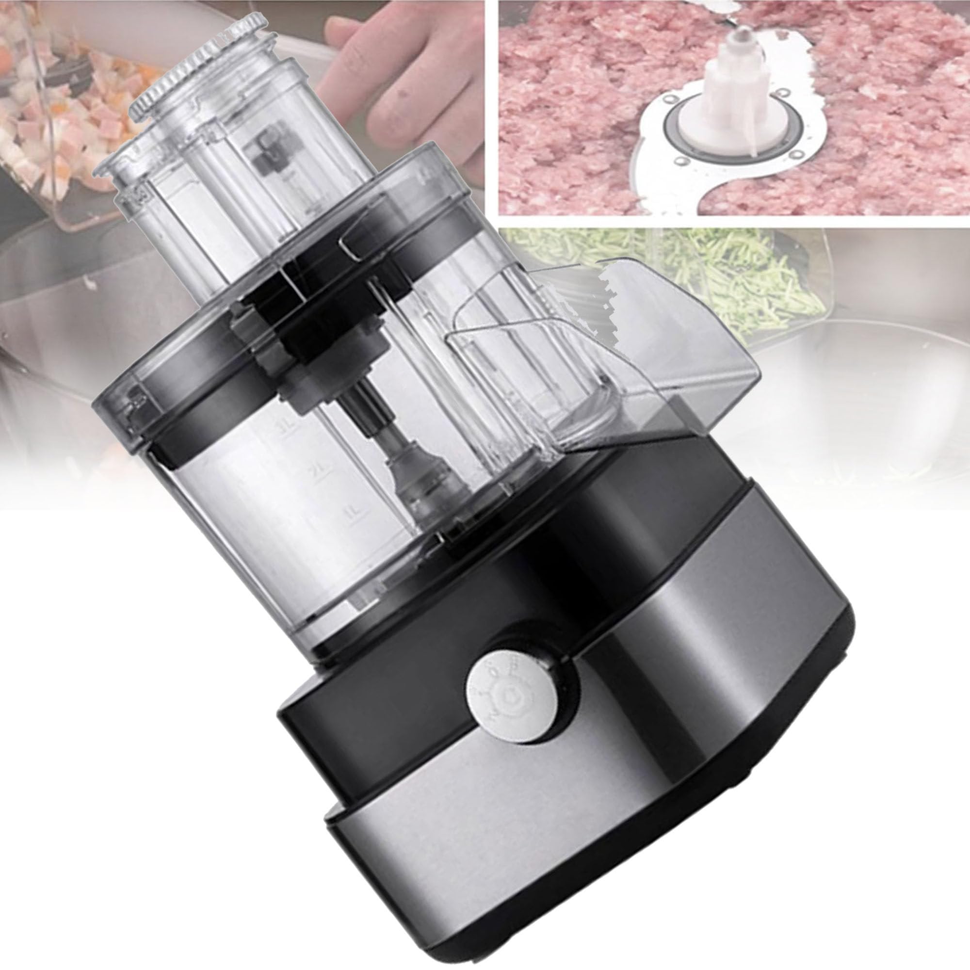 Machine à découper Les légumes,4 en 1 Robot Cuisine Multifonction,600W Robot de Cuisine,5L Blender,Hachoir,Mixeur,2 Vitesses Réglables,220V