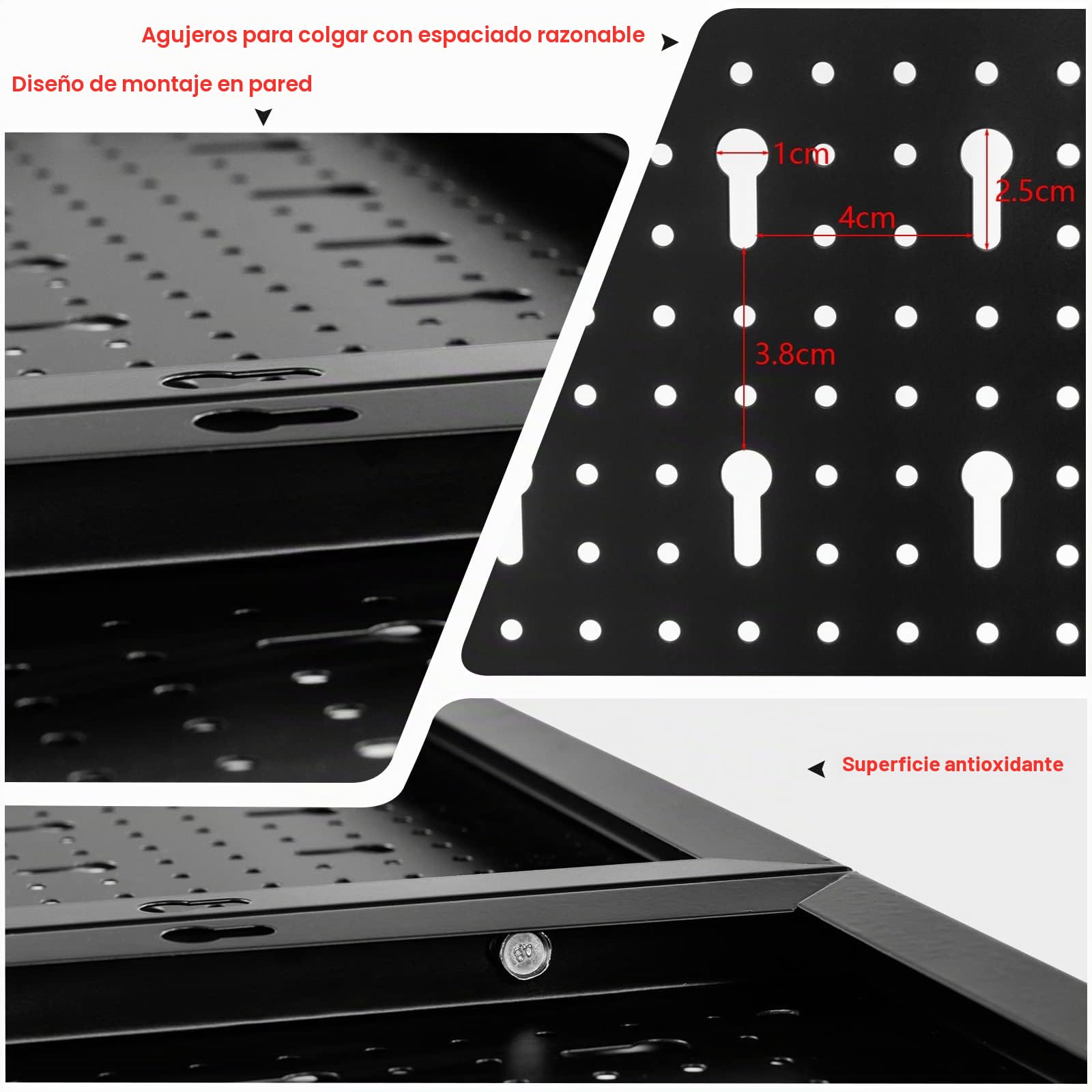 GOPLUS Organizador de Herramientas 120 x 60 cm, con 28 Accesorios con Ganchos y Soportes, Tablero Perforado de Metal para Llaves Inglesas y Taladros, Estante de Pared para Garaje, Taller