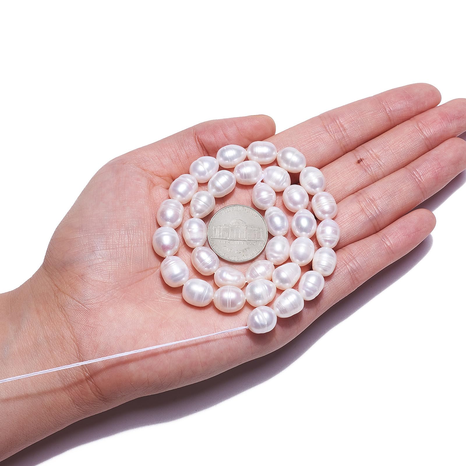 Collana 18 Pollici Handmade Collana Di Perle Di Riso D'acqua Dolce Bianche Naturale 4-5mm - Lunghezza 18 Pollici, Placcata Argento Collana Placcata Argento