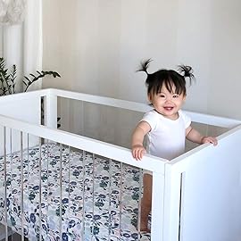 aden + anais Essentials Classic Crib Sheet, 100% Cotton Muslin, Super Soft & Breathable, Tailored Snug Fit, Flowers Bloom