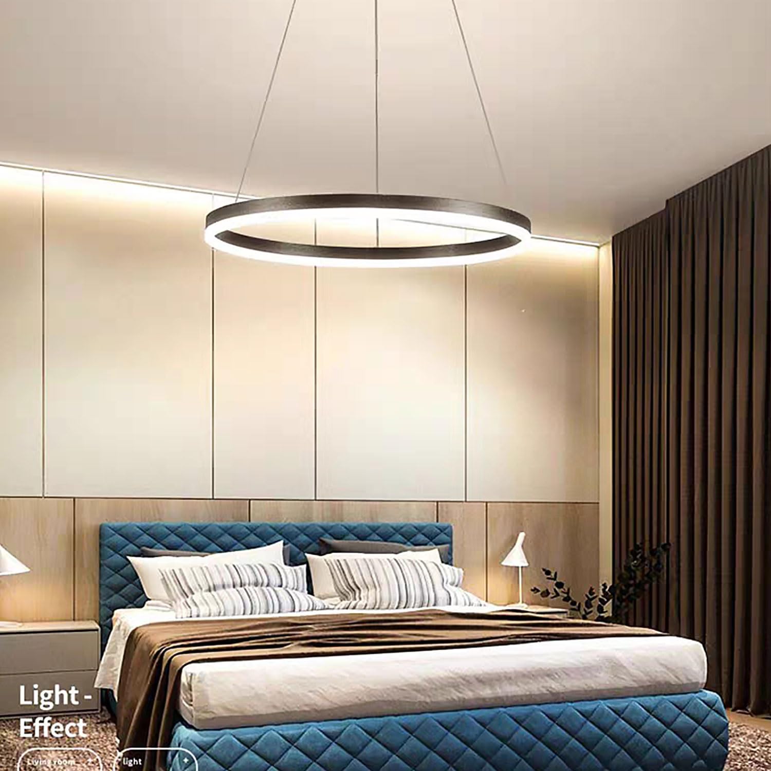 Lampa Wisząca Nowoczesny Stół Jadalny LED Światło Wiszące Pierścień Ze Zdalnym Sterowaniem Oświetleniem Ściemnialna Lampa Restauracyjna Regulowana Wysokość Dla Salonu Kuchnia Żyrandol (Size : Brown 6
