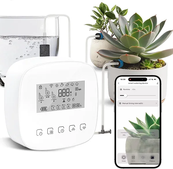 Automatic Drip Irrigation System, Plant Watering Devices with Timer, Plant Watering Devices for 20 Potted Plants, Indoor Outdoor Garden, Raised Beds, Greenhouse& Compatible with Alexa