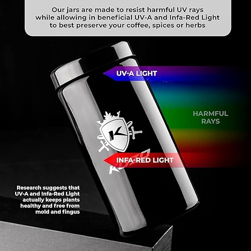 Miniatura 4 de Tarro de almacenamiento hermético de vidrio negro, con protección UV. Recipiente hermético con paquete de humedad. Mantén tus especias y hierbas