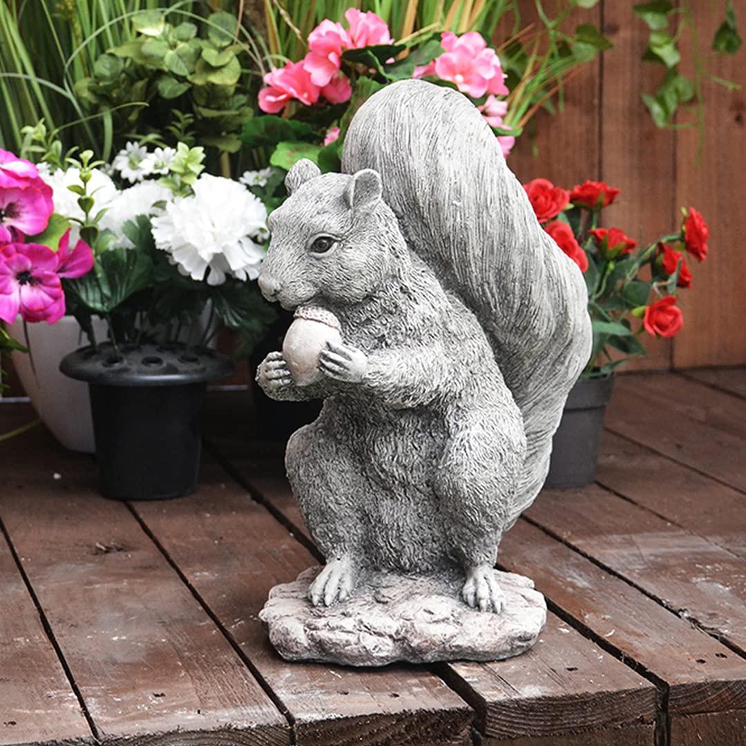 DGS STATUES - Lovely Squirrel and Nut Garden Ornament Stone Statue