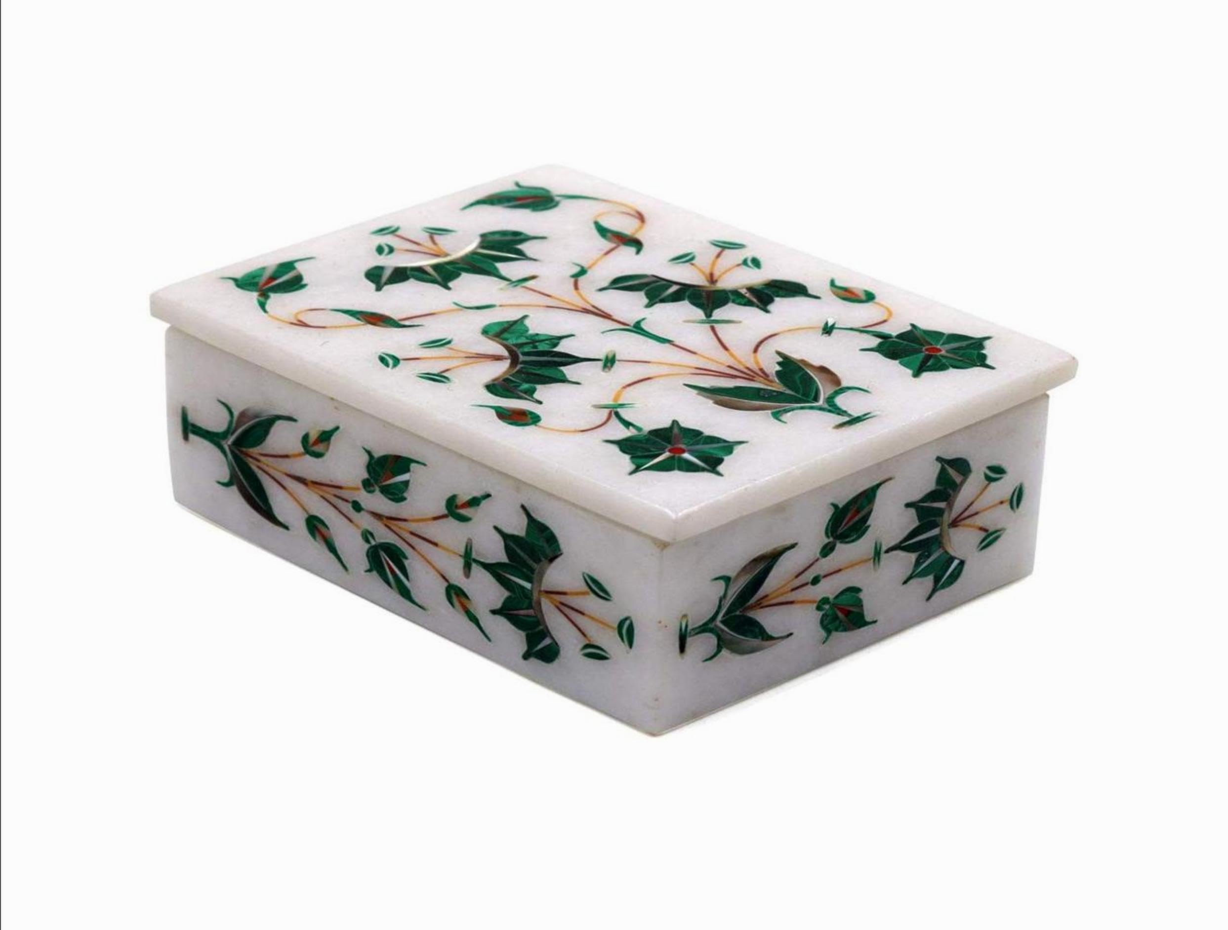 Boîte à boutons de manchette en marbre et malachite pour bijoux et maquillage