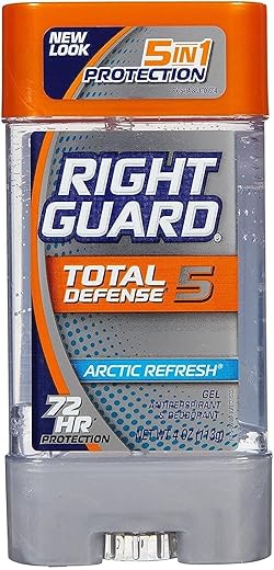 Right Guard Total Defense 5 Power Gel Antiperspirant/Deodorant, Arctic Refresh for Unisex – 4 oz