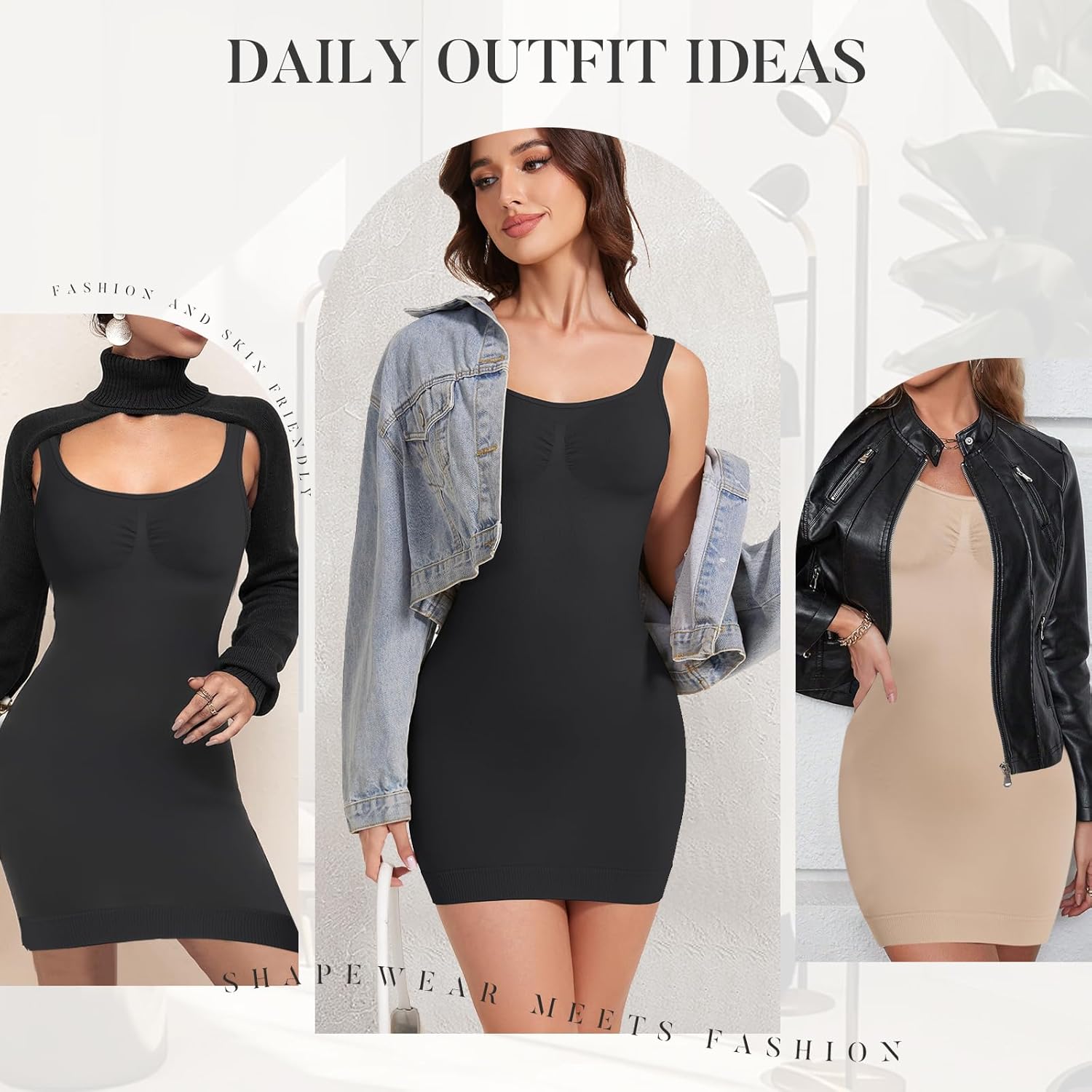 Shapewear Slip Dress for Women Under Dress Tummy Control Full Body Slip Seamless Body Shaper Dress - Image 5