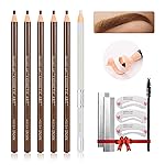 LSxia Waterproof Eye-Brow Pen-cil Set, Pull Cord Peel-off Eyebrow Pencil Microblading Pen Supplies Kit, White Eye-Liner Pencil and Eyebrows Tool Tattoo Makeup For Marking (5+1 Light Brown)