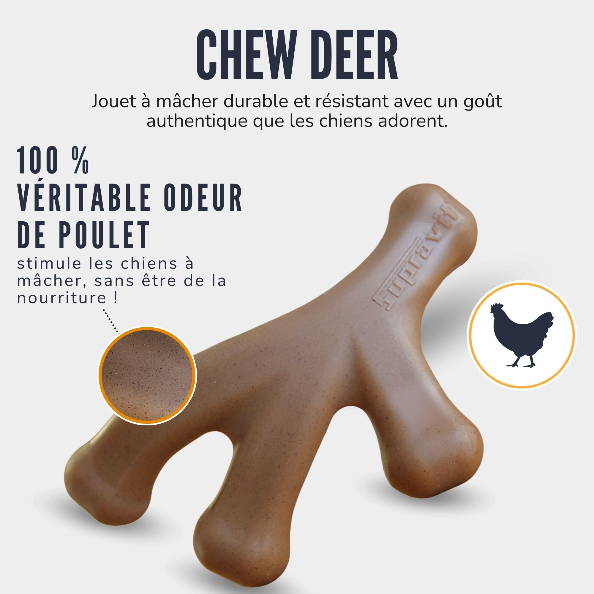 Supravit ChewDeer Dog Chew Toy Medium I Taste-Intensive Chicken Chew Deer Antlers I Durable Chew Stick for Dogs I Healthy Teeth Stress-free Hours and Active Entertainment for Your Dog - Image 2