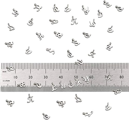 Miniatura 2 de SANNIX 156Pcs6 juegos ABC Letra Abalorios Mini A-Z Alfabeto Pulsera Collar Colgantes Loose Beads con 200 piezas abiertas Jump Anillos para DIY