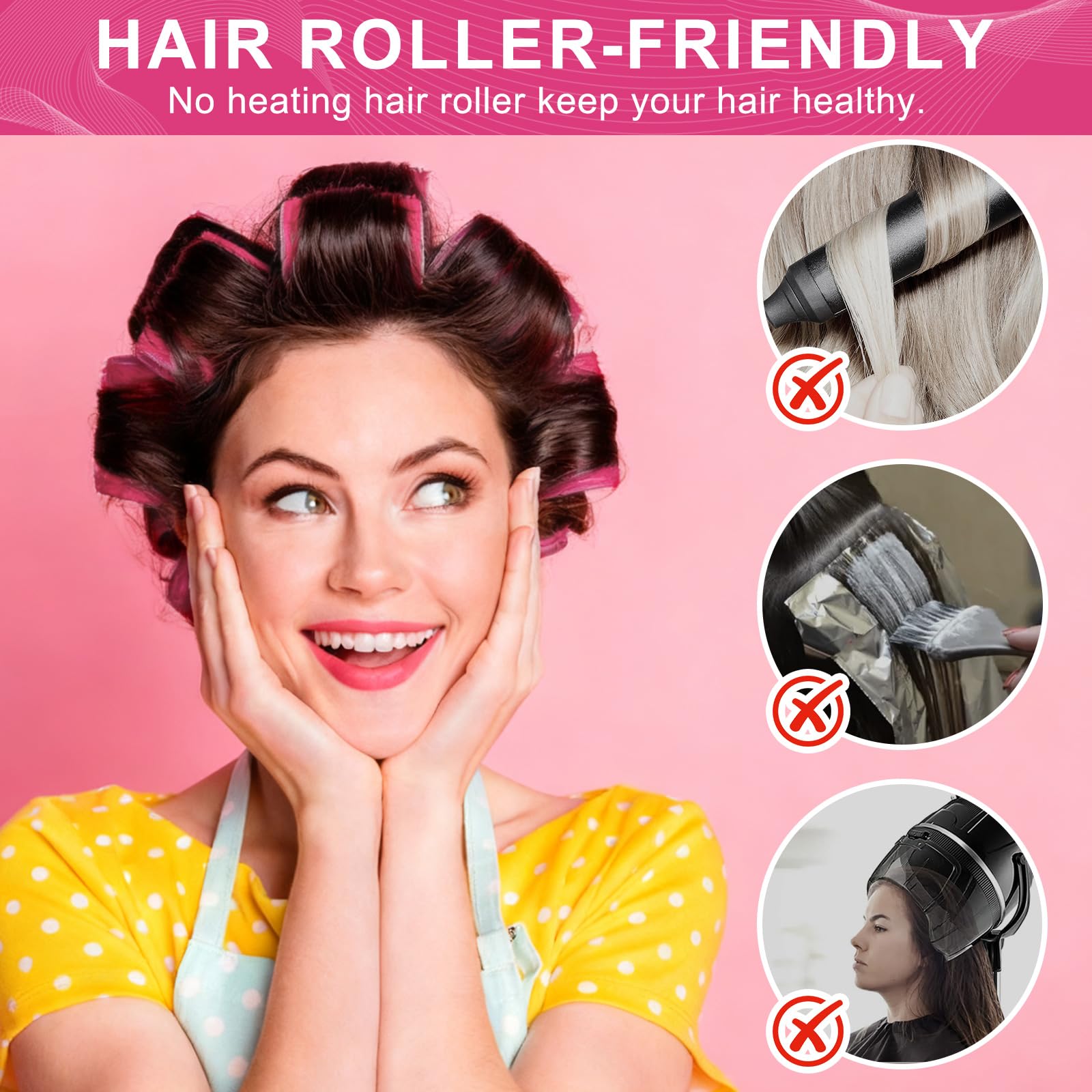 BESSEEK Rodillos para el cabello, paquete de 12 rizadores de peluquería de salón de belleza, peinado rizado para bricolaje, los colores pueden variar (mediano plus)