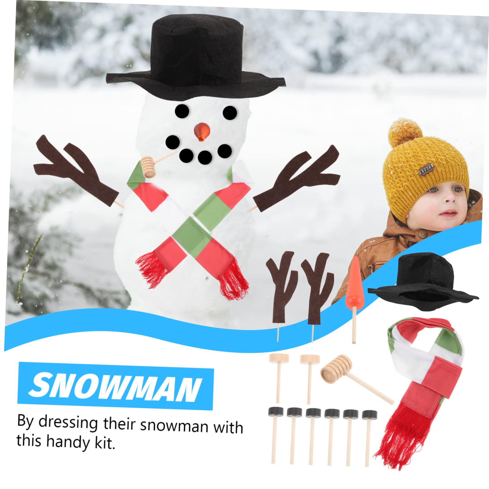 TOPBATHY 3 Sätze Schneemann DIY Zubehör Schneemann-bastelset Weihnachtsschneemann Requisiten Schneemann Macht Requisiten Schneemann Requisiten Selber Machen Schneemann-Stick-hände Hölzern