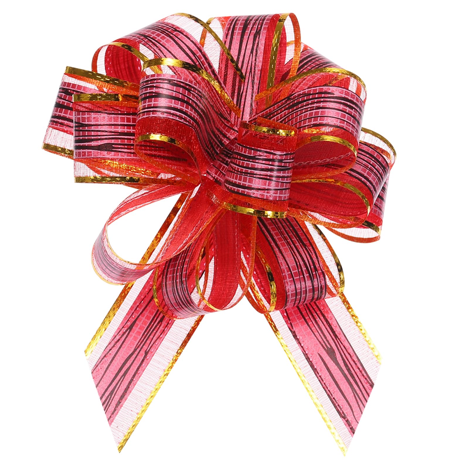 Uxcell 20pcs 6 Inch Large Pull Bow Gift Wrapping Bows Ribbon Organza Burgundy for Wedding Baskets Presents Christmas Party