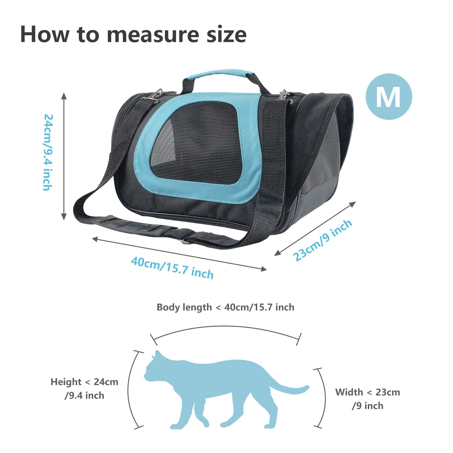 Nobleza Hundetransportbox faltbar für Reise & Auto, 40 * 23 * 24cm, stabile Transportbox mit Tragegriffen & Decke für mittelgroße Katzen & Hunde