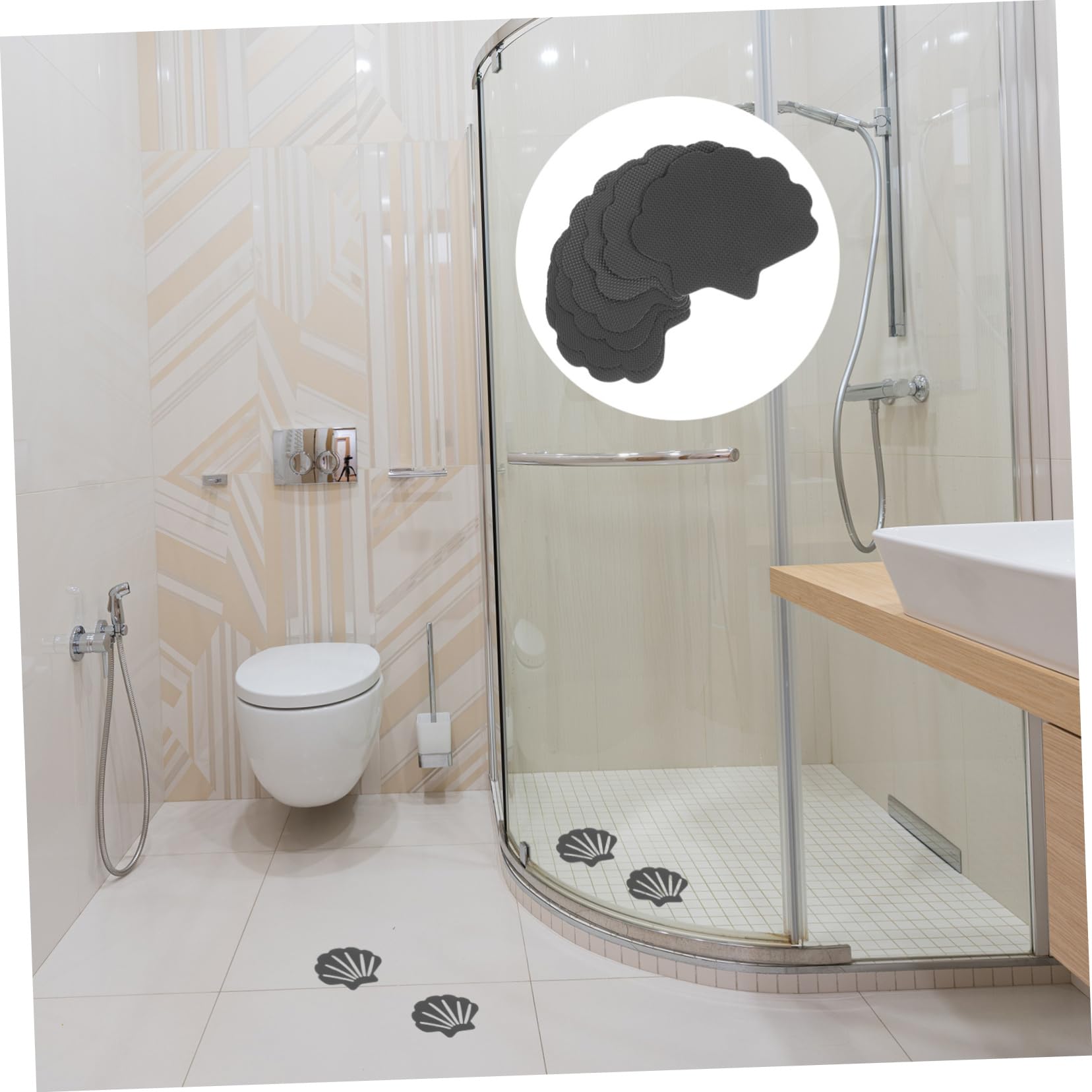 Anneome 90piezas Calcomanías Antideslizantes Forma De Concha Diseño Adorable Material De Caucho para Bañeras y Escaleras Previene Resbalones y Caídas