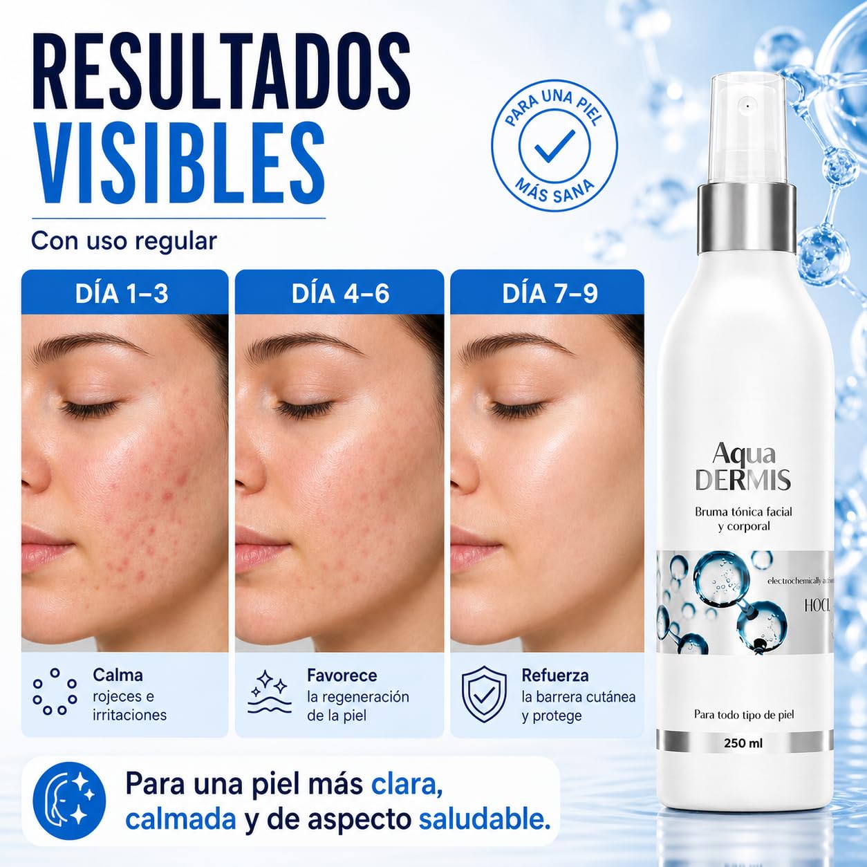 Brume Visage 150 ml – Soin dermatologique pour peau sensible et irritée | À base d’acide hypochloreux stabilisé | Hydratante et apaisante