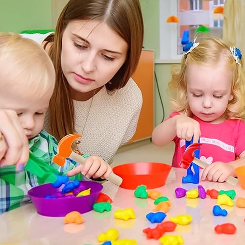 Miniatura 6 de Paquete de 2 juguetes de martillo de madera, martillos de simulación, herramientas de mantenimiento, juguetes educativos para niños, suministros de