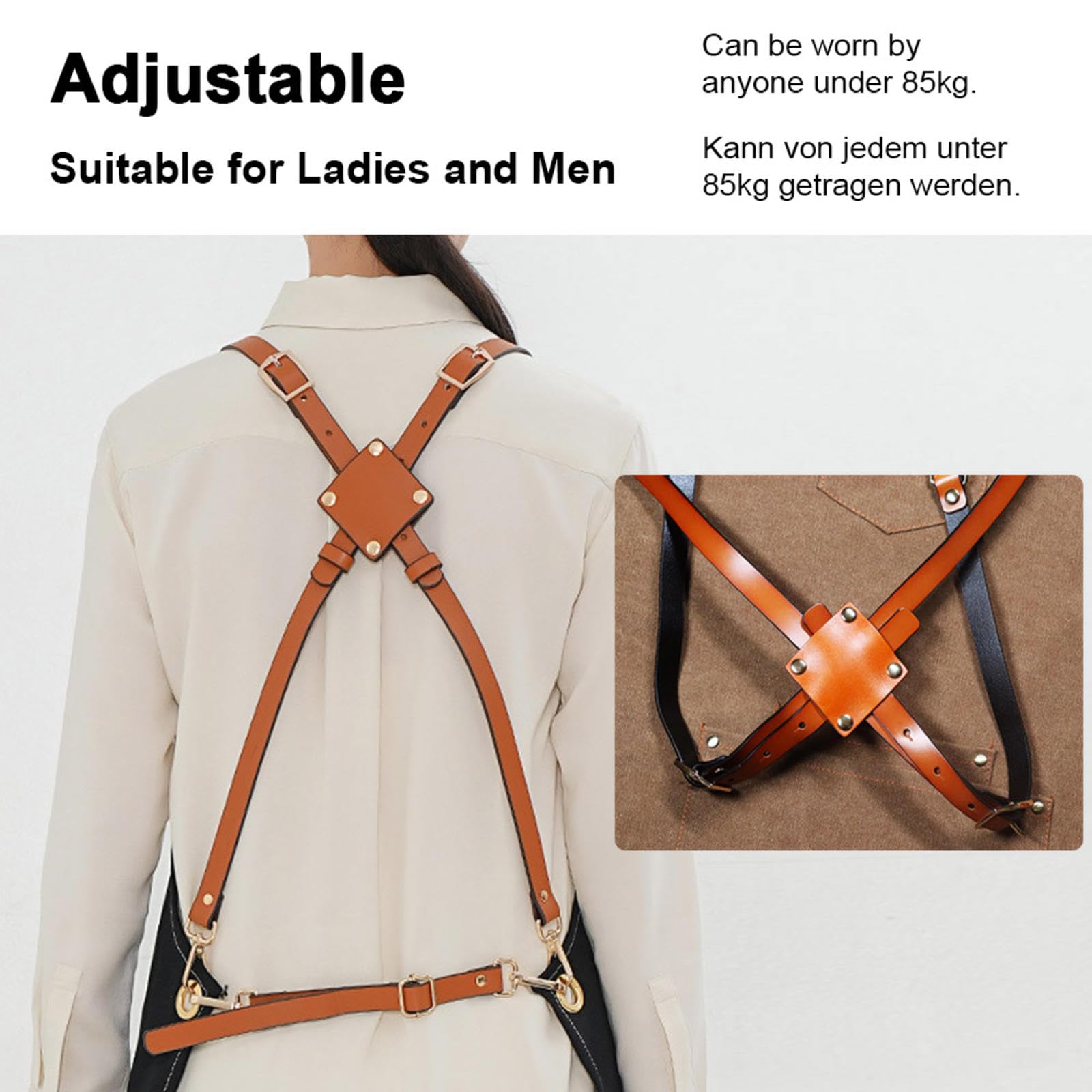 CHUIKUAJ Tablier de Chef pour Hommes et Femmes, Tabliers de Travail en Toile avec Poches et Sangle Réglable, Tabliers pour Magasin, Jardin, Restaurant, Bar, Café, Cuisine,Grey-1pieces