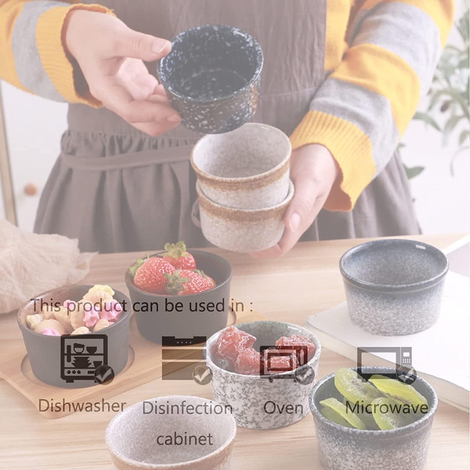 Tazón de Sopa, Tazón de arroz, Tazón de Desayuno, Juego de ramequines, 120 ml, Ramekins de Creme Brulee, Plato de soufflé Platos a Prueba de Horno, Ramekins de soufflé, Ramekins for freidora de Aire,