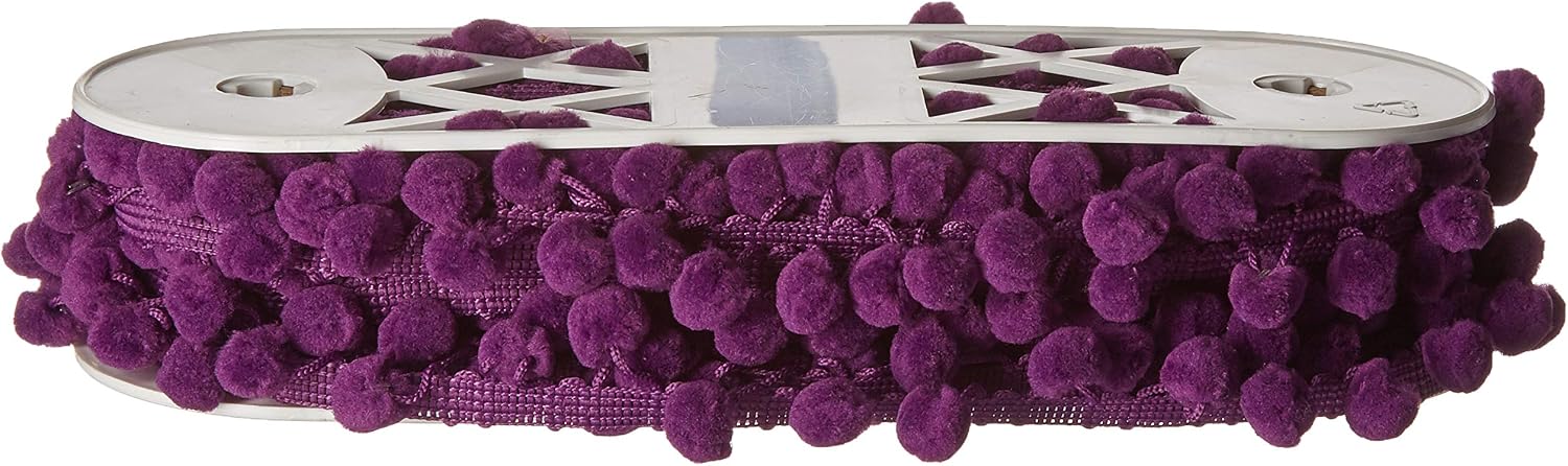 Decorative Trimmings 07250-8-018Y-030 Ball Fringe Trim, 1-3/8" x 18 yd, Purple