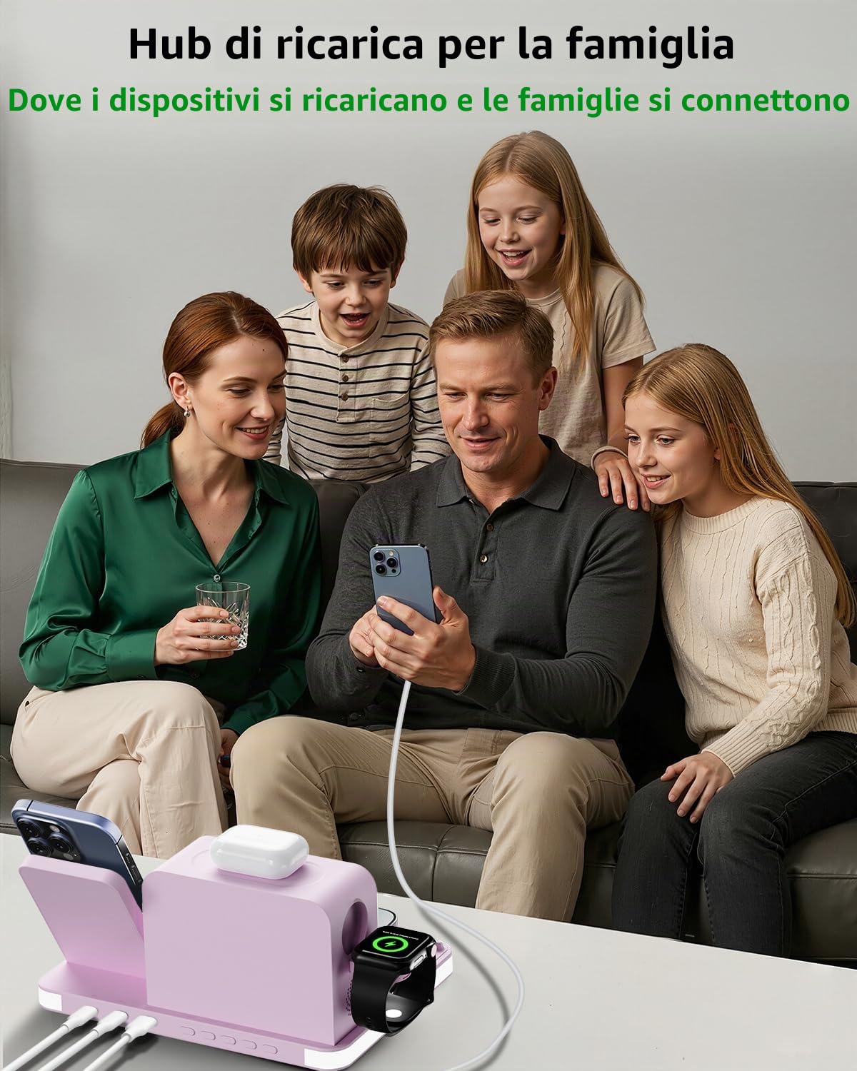 Acer Stazione di ricarica wireless 7 in 1 con orologio a LED, caricabatterie wireless veloce da 30 W per iPhone 16/15/14/13/12/Pro Max, Apple Watch, AirPods, sincronizzazione automatica dell'ora e