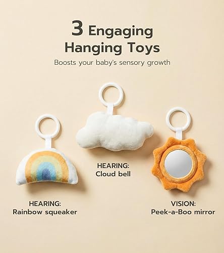 Miniatura 5 de Cambiador de bebé fácil de limpiar, almohadilla duradera impermeable de PU, cinturón de seguridad suave y antideslizante & juguetes colgantes, barra