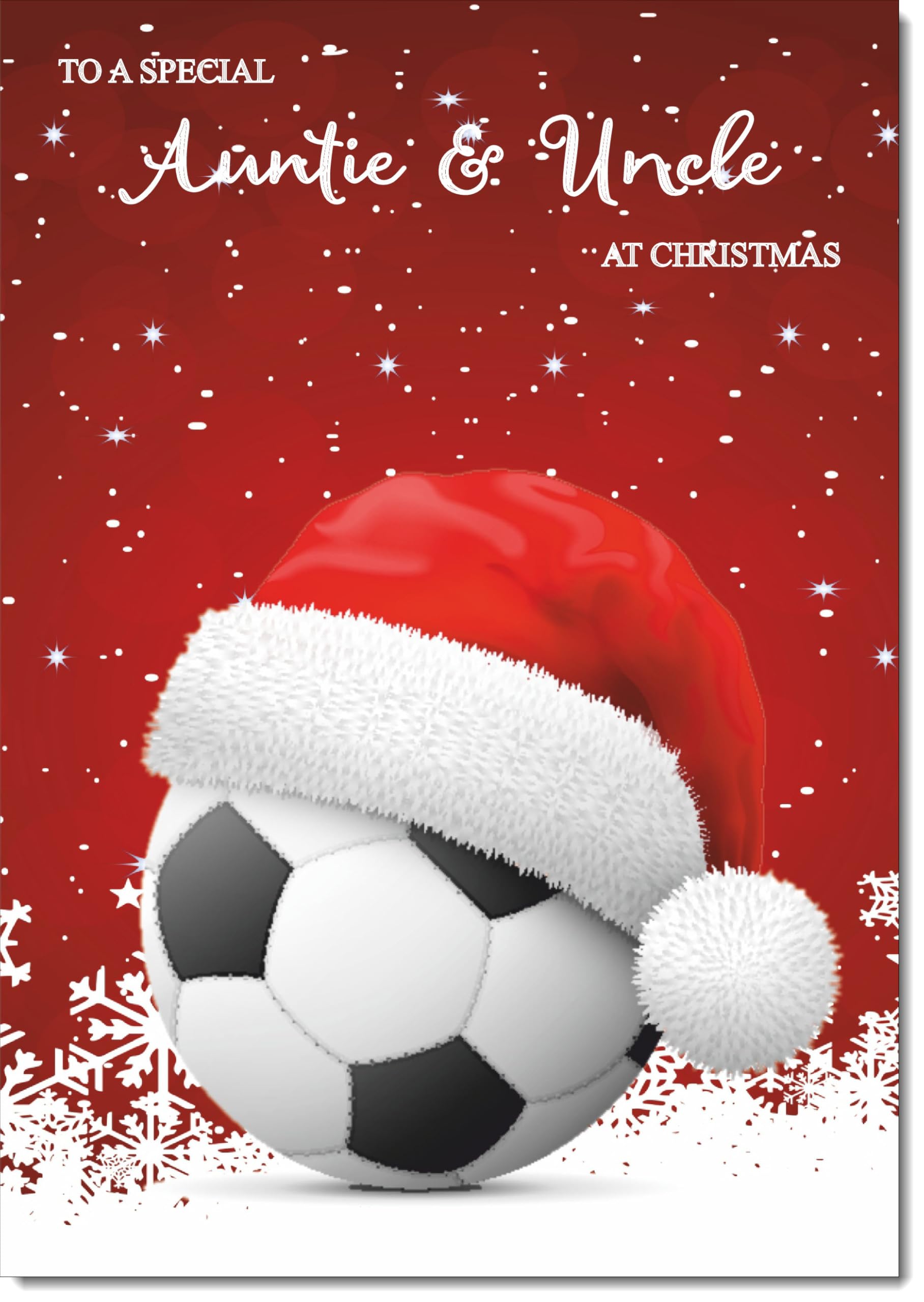 doodlecards Auntie and Uncle Christmas Card Santa Hat Football with Red Sky Large A4 Size Christmas Card for Auntie & Uncle with Plain Envelope โ image 1