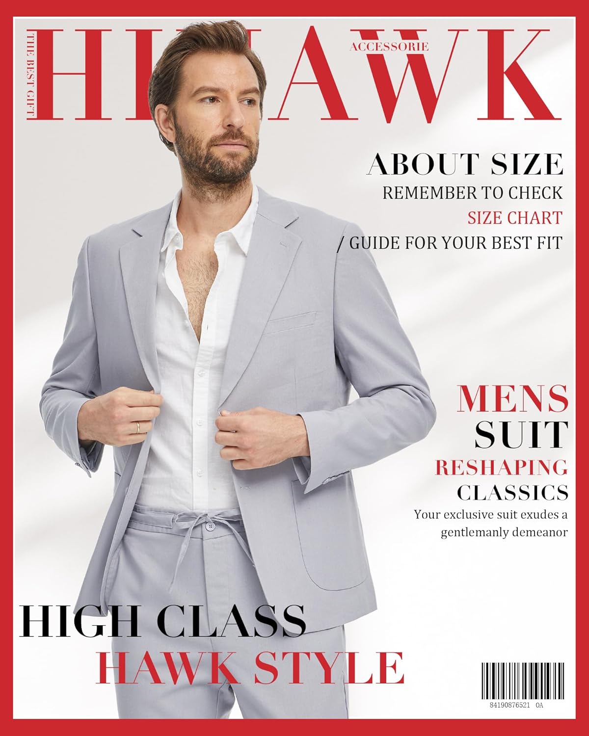 Hihawk Men's Linen Suit 2 Pieces Regular Fit, Two Buttons Lightweight Jacket and Pants for Beach Wedding, Summer Time, Prom