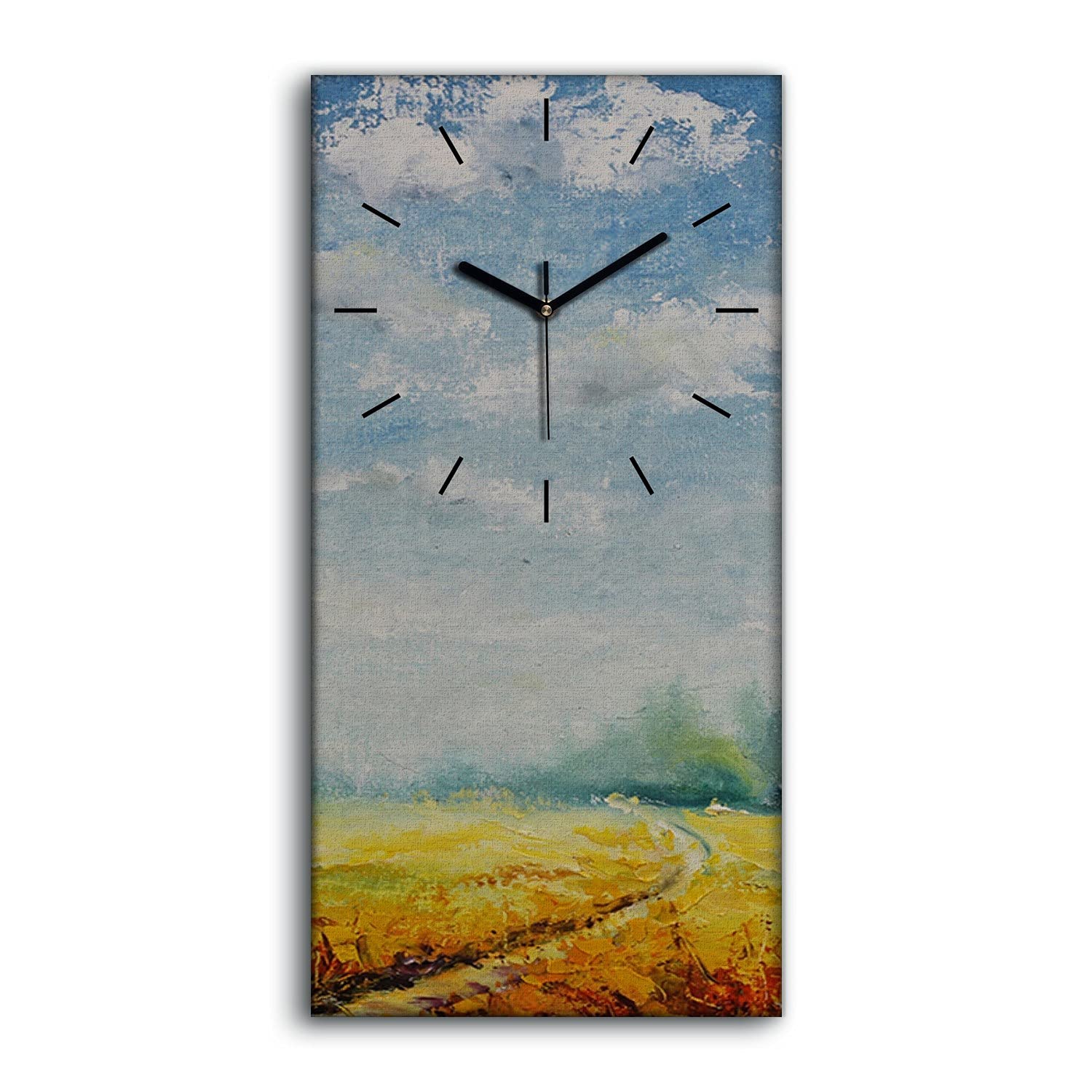 Horloge Décoration Salon Chambre Toile Nature Paysage Forêt Ciel Nuages Moderne 30x60cm