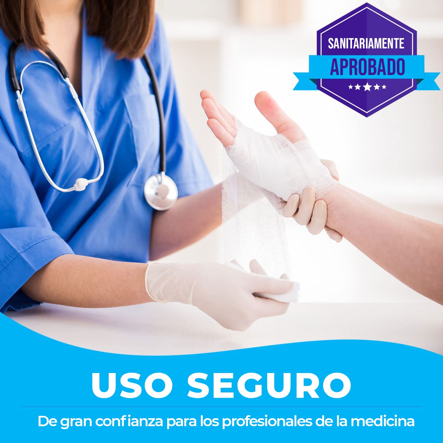 Pack de 48 Rollos de vendas de gasa de 10 cm de ancho x 5 m de longitud cada uno. Vendas elásticas de grado médico y envoltura individual para proteger heridas.