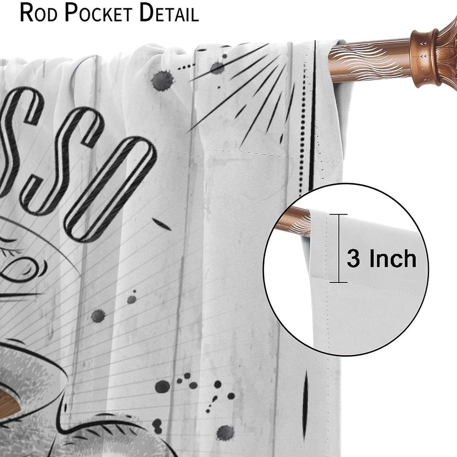 Coffee Curtains Retro White Board Coffee Cups Vintage Rustic Farmhouse Retro Kitchen Window Treatment for Living Room Cafe Rod Pocket Blackout Decor Window Drapes 52x84in, Style-2