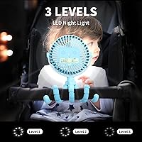 Vista 4 de AMACOOL Ventilador de cochecito a pilas, esenciales de viaje para bebés para la playa, Disney, para recién nacidos, regalos de baby shower, búsqueda