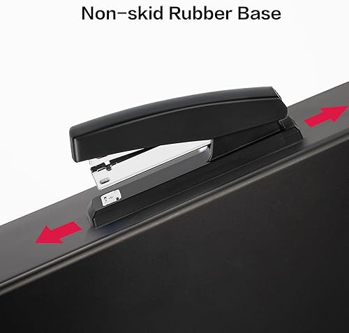 Vista 13 de Deli Engrapadora, engrapadora de escritorio, grapadora de oficina, capacidad para 25 hojas, incluye 1000 grapas y removedor de grapas, rosa Rosado