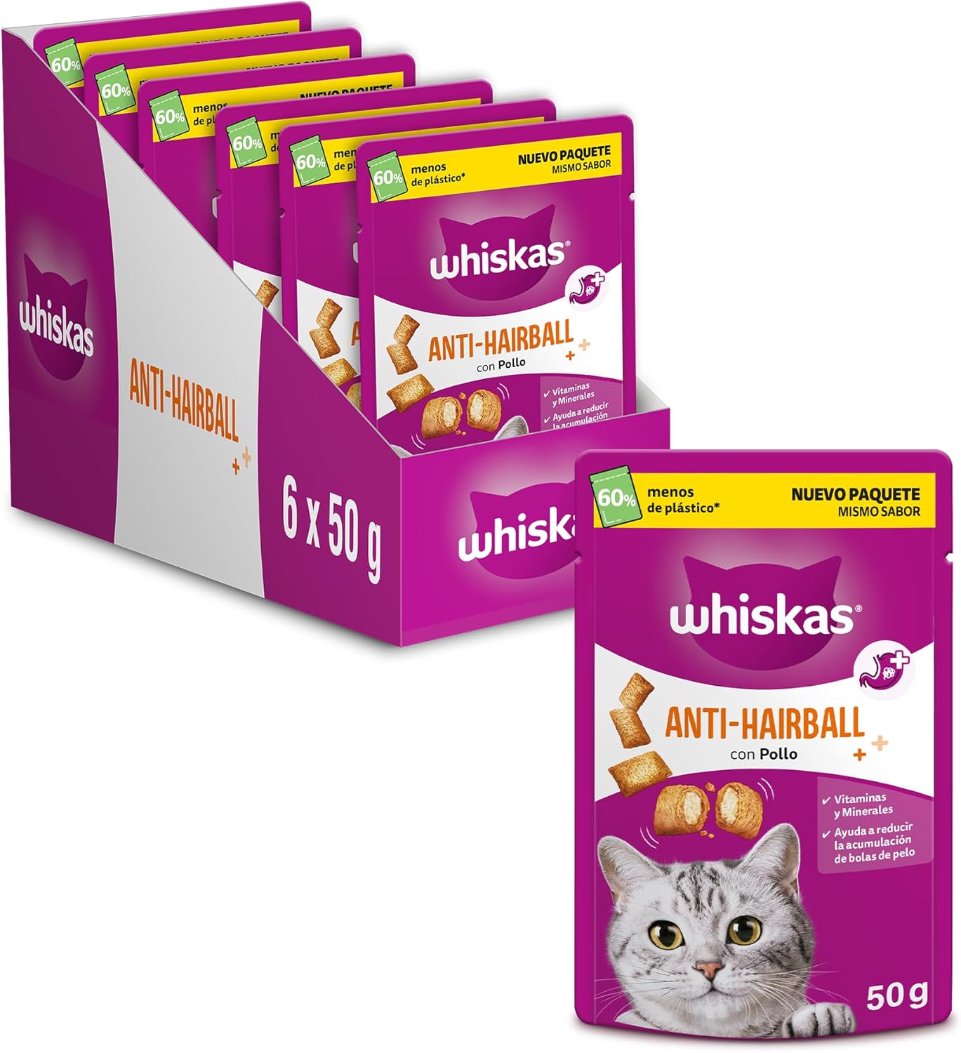 Whiskas Anti-hair ball with chicken, 6 x 50 g