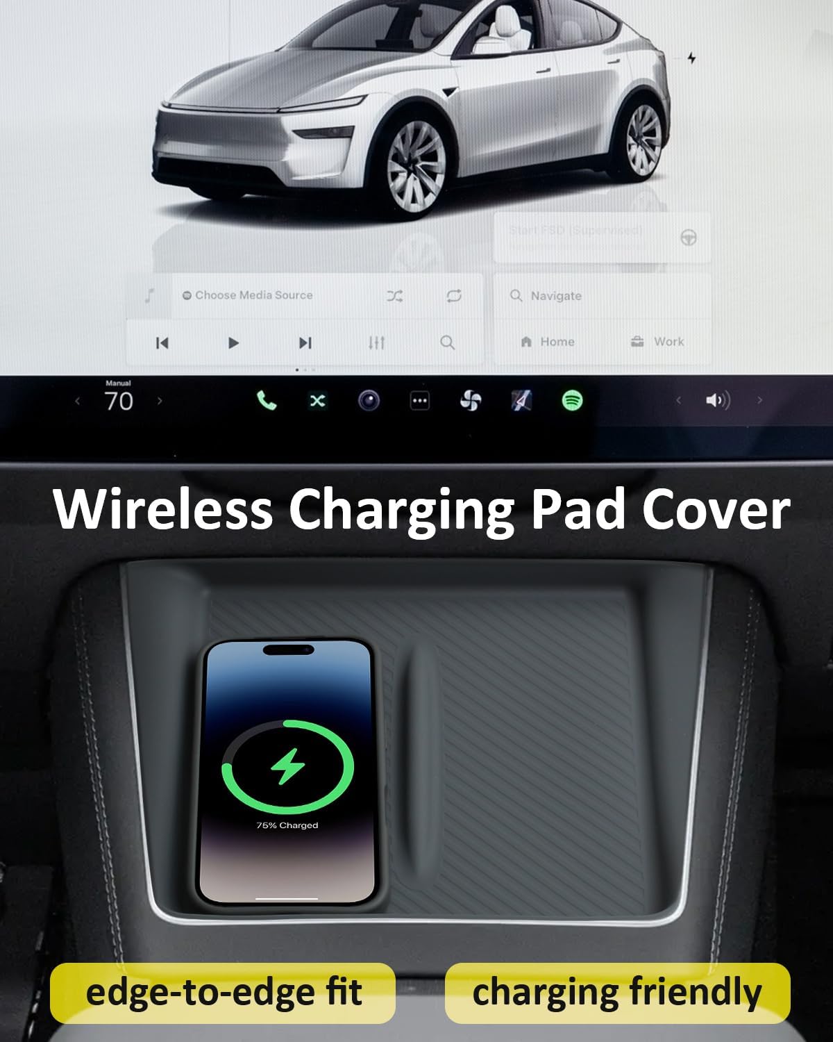 5-PCS Center Console Organizer Set for 2026 Tesla Model Y Juniper, Under Seat Storage Box, Wireless Charging Pad Cover & Trays, Custom Fit Anti-Rattle Interior Accessories (Grey/Black)