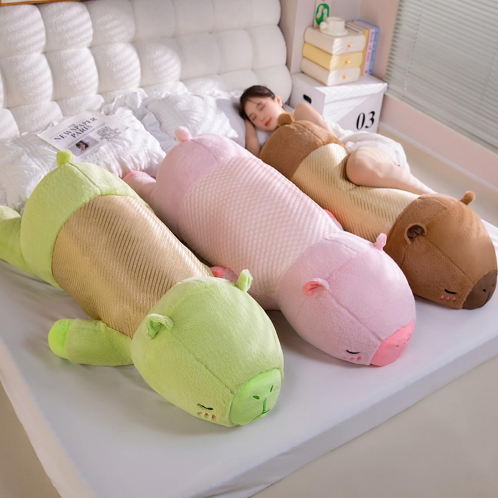 Kühle Kuscheltier Capybara Plüschkissen Stofftiere Lang Plüschtier Ausgestopftes Tier Spielzeug Kuschelkissen, Niedlichen Capybara Plushie Gefüllte Spielzeug für Home Deko Kinder (100CM,lvdou)
