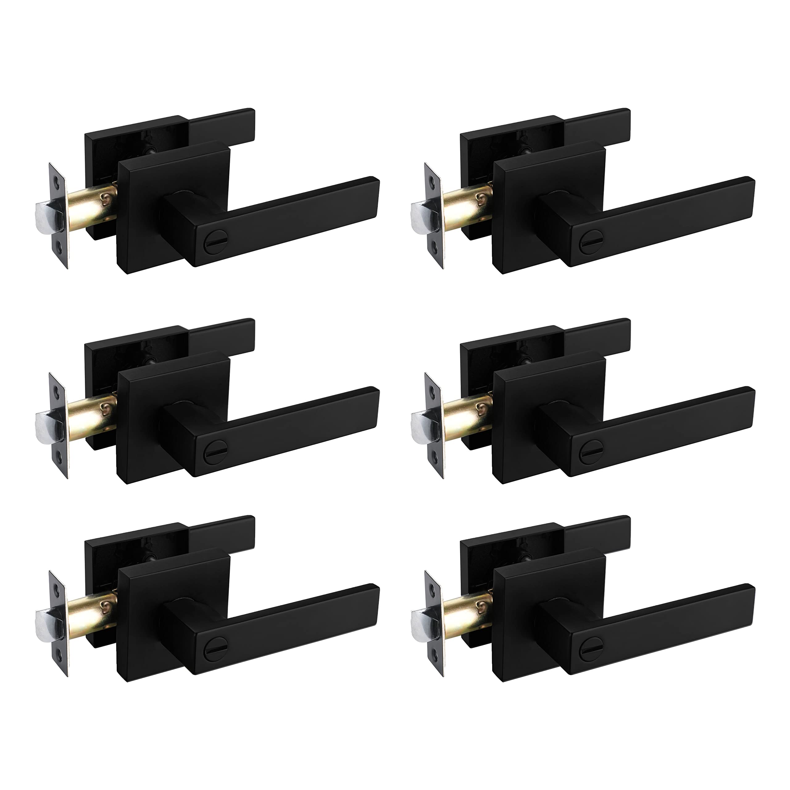 NEWBANG Solid Door Lever Handle Matte Black Finish