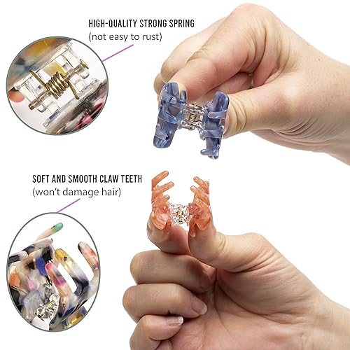 Miniatura 5 de 6 pinzas pequeñas de acetato para el cabello para mujer, 1.4 pulgadas, antideslizantes, súper lindas, para varios tipos de cabello, pinzas de moda